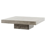 Pemberly Row Square Modern Concrete Coffee Table, 43 x 43 x 12 in, Fiber Reinforced Stone, Dark Gray Acrylic Sealed Finish, Elegant Sturdy Design for Living Room or Outdoor Use