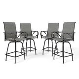Sophia & William Outdoor Bar Stools Set of 4, Swivel Bar Chairs, Tall Patio Chairs, Outdoor High Top Chairs, Supports 300 lbs (Grey Fabric)