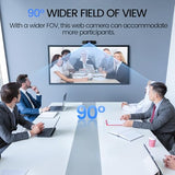1080P Webcam with Microphone, C960 Web Cam, 2 Mics, 90° FOV, USB Type-A & A-to-C Adapter, Plug&Play Computer Camera for Online Calling