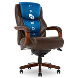 La-Z-Boy Delano Big & Tall Executive Office Chair, Ergonomic Mid-Back Body Pillow Lumbar Support, Chestnut Brown