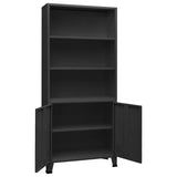 Zexlorith Industrial Bookshelf, Steel Book Cabinet with 2 Doors & 3
