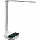Mount-It! LED Desk Lamp with Wireless Charger and USB-C Charging Port, Dimmable Desk Lamp with 25 Brightness and Color Modes, for Home or Office, Adjustable Arm, Silver/White