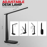 Honeywell LED Desk Lamp - HWT-H2 Sunturalux™ Eye-Caring Foldable Desk Light with USB A+C Dual Charging Port 4 Color Modes - Black
