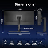 Amzfast 34 Inch 240Hz Curved Gaming Monitor UWQHD (3440x1440), AMZG34C8 Pro