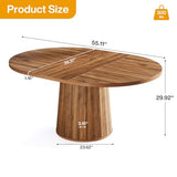 Oval Conference Table, 55.11 Inches Wood Meeting Table for 6 People, Rustic Meeting Seminar Boardroom Table with Wood Base (Brown)
