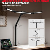 Honeywell Wide Desk Lamp with Clamp for Dual Monitors,22W Full-Spectrum Eye-Caring LED Light Bar for Home Office