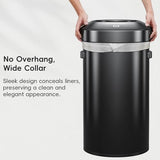 EKO Urban 32 Gallon Round Black Stainless Steel Open Top Waste Bin