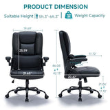 400lbs Ergonomic Executive Office Chair, High Back PU Leather Home Desk Chair with 3D Flip Armrests, Lumbar Support, Pocket Spring Cushion, Swivel Rolling Big and Tall Chair for Home Office Gaming