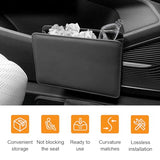 Car Trash Can, Auto Leather Trash Bin Garbage Organizer Holder with One Roll Trash Bag, Mini Foldable Dustbin Storage Bag Container (Black)