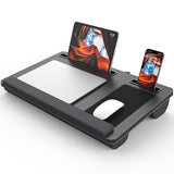 Potuopy Lap Desk - Up to 17” Laptop with Wrist Rest, Portable Handle, 2 Self-Adhesive PVC Mouse Pads