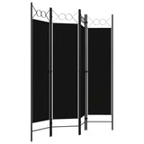 Zexlorith 4-Panel Room Divider, Foldable Fabric Privacy Screen, Black
