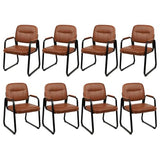 CLATINA Waiting Room Guest Chair with Bonded Leather Padded Arm Rest for Office Reception