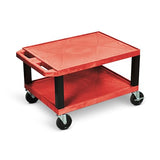 WT16RE-B 16" H AV Cart, 2-Shelf Electric Rolling Utility Cart with 3-Outlet Power Strip and 15' Cord, 4" Locking Casters,