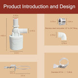 Aopchry Chicken Waterer Float Valve Kit - Top Inlet, Compatible with Various Chicken Water Cups & Nipples, Includes Fixing Clip, 4 Hose Clamps, Raw Tape, 1/2 to 3/4 Inch Adapter