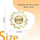 PSYCHE GOD Mid Century Modern Gold Silent Wall Clock Non Ticking for Living Room, 23 inch Decorative Round Black Clock for Wall, Unique Metal Fancy Clock Wall Decor for Bedroom Entryway