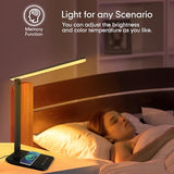 White crown LED Desk Lamp with 15W Wireless Charger & USB Port, Dimmable Table Lamp with 5 Lighting Modes, Sensitive Touch Control