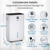 Yaufey 150 Pint Dehumidifier for Basement Home 8000 Sq. Ft. with Drain Hose