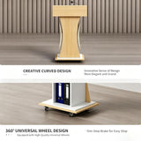 Mobile Rolling Curved Lectern Podium with Storage
