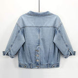 Hixiaohe Spring Summer Jean Jacket for Women Trendy Half Sleeve Button Down Short Denim Jacket Retro Cropped Trucker Coat