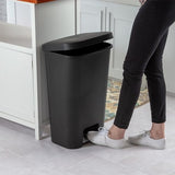 Sterilite 11.9 Gallon Rectangular Step On Kitchen Plastic Indoor Wastebasket with Wide Opening Lid and Comfort Handle for Home