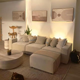 Luxury Modular Sectional Living Room Sofa Set, Modern Minimalist Style Couch with Ottoman and Chais