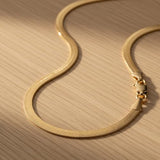 Jewelry Affairs 14k Yellow Real Solid Gold Imperial Herringbone Chain Necklace, 6.0mm, 24"