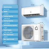 12000 BTU Mini Split AC w/WiFi Work Alexa 22 SEER2 Cools Up to 750 Sq. Ft,Ductless Inverter Mini Split System w/1 Ton Heat Pump Pre-Charged & 16.4 ft Installation Kit,Ultra-Quiet,Save Energy 35%