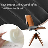 HULALA HOME Faux Leather Home Office Chair with Solid Wood Legs, 360° Swivel Desk Chair