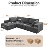 116" Modular Boneless Couch for Living Room