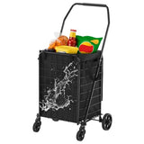 Folding Shopping Cart with Liner, Foldable Grocery Cart with Wheels for Seniors