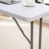 5-Foot Narrow Plastic Folding Training Table, 60” x 18” Portable Commercial Seminar Table, 29” Height, White