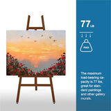 A - Frame Wooden Display Easel with Wheels - Adjustable Lyre Beechwood Studio Easel Stand