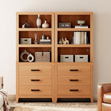 WAMPAT 74" Tall BookBookshelf, Large Farmhouse Bookcase with 3 Drawers Set of 2