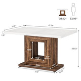 Tribesigns 47-Inch Farmhouse Dining Table for 4, White Kitchen Dinner Table with Heavy Duty Pedestal