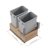 Dowell Double 35Qt Undermount Trash Pull-Out Waste Container with Full Extension Soft-Close Slides