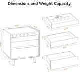 25.43" Nightstands Set of 2 with Leg Walnut Night Stand Set 2 for Bedrooms