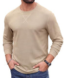 Askdeer Men's Waffle Long Sleeve T-Shirt Casual Lightweight Pullover Tees