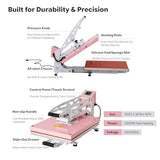 16x24 Heat Press Machine for T Shirts, Semi-Automatic Auto Open Heat Transfer Machine