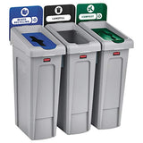 Rubbermaid Commercial Products SLIM JIM Recycling Station 3-Stream Landfill/Mixed Recycling/Compost Bin/Can/Kit/Station, 23 Gal