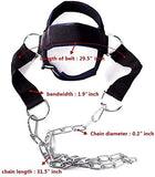 Fitness Neck Head Harness Neck Training Weight Lifting Strength Trainer With Adjustable Long Steel Chain and Strap Improve Muscle Strength Neck Exerciser MD DC PRINT INC
