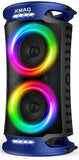Large Party Bluetooth Speaker, 260W Peak Powerful Loud Sound with Deep Bass, 15Hr Playtime, Fast Charge, RGB Cool Light Show, TWS, Portable for Outdoor Beach, Camping, Backyard, Work, Home (Blue)