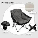 Northroad Oversized Foldable Camping Chair, Outdoor Padded Lawn Chair w/Cup Holder,Carry Bag for Beach, Hiking, and Picnics,Heavy-Duty 300-lbs Capacity, Black