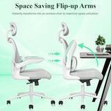 SUNNOW Ergonomic Office Chair, Comfy Mesh Desk Chair, High Back Computer Gaming Chairs with Adjustable Lumbar Support, Flip-Up Arms