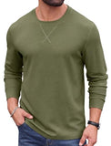 Askdeer Men's Waffle Long Sleeve T-Shirt Casual Lightweight Pullover Tees