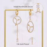 YOIHUR Glod Hoop Earrings with Asymmetric Cubic Zircon Drop, 14k Gold Plated Earrings Hypoallergenic Jewelry Valentine's Day Gifts, Unique Clocks Snakes Long Dangle Earring for Women