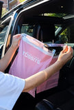 Tossits Disposable Car Trash Bag Hanging (Pink, Set of 7) - Leak-Proof, Smell-Proof Automobile Trash Container, Eco-Friendly