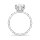 MSBLUE® 2ct Size 5 Pear Cut Moissanite Halo Engagement Ring, Rhodium Plated