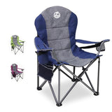 Northroad Oversized Portable Camping Chair, Full Padded Outdoor Folding Chair Support 350 LBS, Heavy Duty Lawn Chair with Cup Holder, Cooler Bag, Lumbar Support, Head Pocket for Adult-Blue