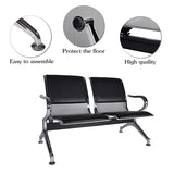 2-Seat Waiting Room Bench - PU Leather Waiting Room Chairs with Arms & Non-Slip Foot Mats
