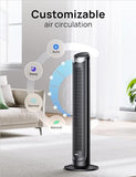 DREO Tower Fan for Bedroom, 90° Oscillating Fans that Blow Cold Air, 5 Speeds, 4 Modes with 26ft/s Velocity, 12H & 28dB Quiet Timer, Remote, Touch, 40" Standing Floor Fan for Home Office, Black